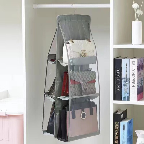 Bag Storage Hanger Fabric Double-Sided Multi-Layer Transparent Dustproof Bag Suspended Household Wardrobe Bag Organizer