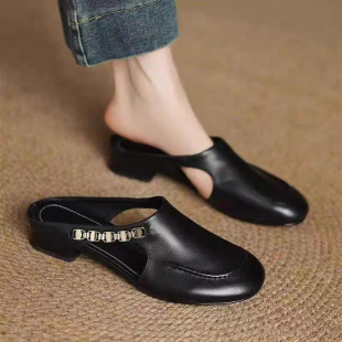Summer 2025 New Trendy Closed-Toe Hollow Soft Outdoor Low-Heel Comfortable Slip-On Sandals for Women