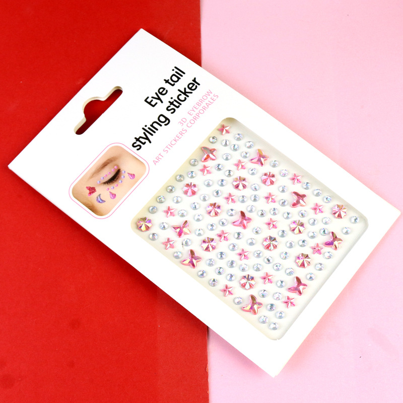 Transfronterizo AB diamantes coloridos joyas de maquillaje de ojos maquillaje facial pegatinas de diamante para niños espectáculo de escenario pegatinas faciales pegatinas de cristal perlas