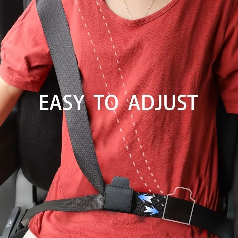New car seatbelt adjuster for children and adults, shoulder strap and neck strap positioner, protector, and fastening clip