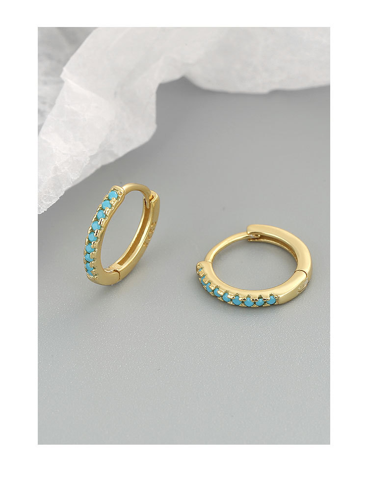 4g Weight 1 Pair Simple Style Geometric Copper Inlay Turquoise Hoop Earrings