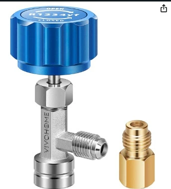snow type fluoride meter conversion – Automotive air conditioning - blue-handwheel-silver-14-opposite-side-joints