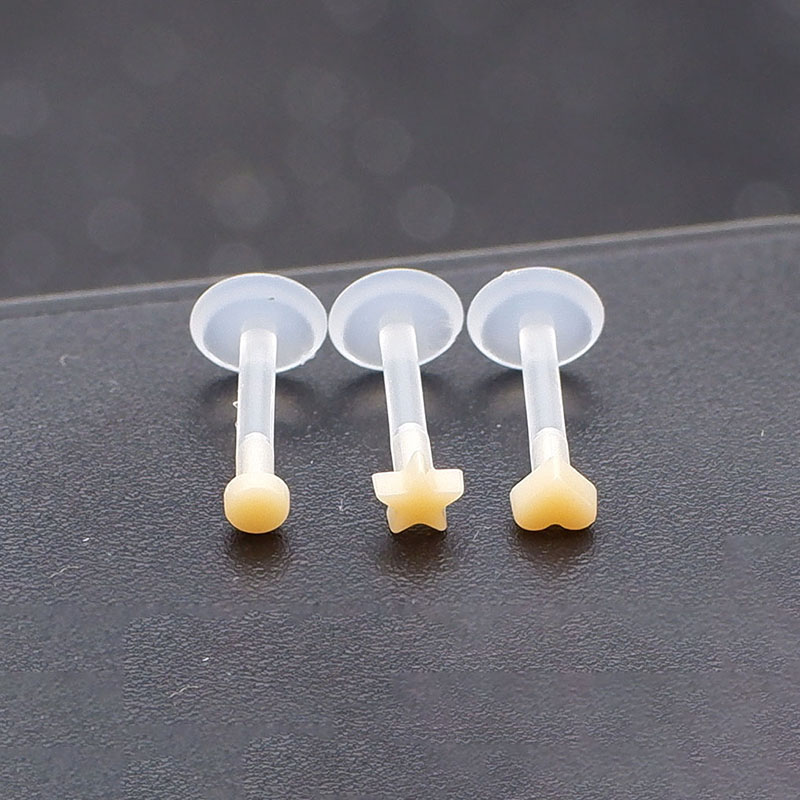 Acrylic Silicone Invisible Meat Color Pin Flat Bottom Lip Nail Thick Needle Ear Bone Nail Transparent Ear Nail