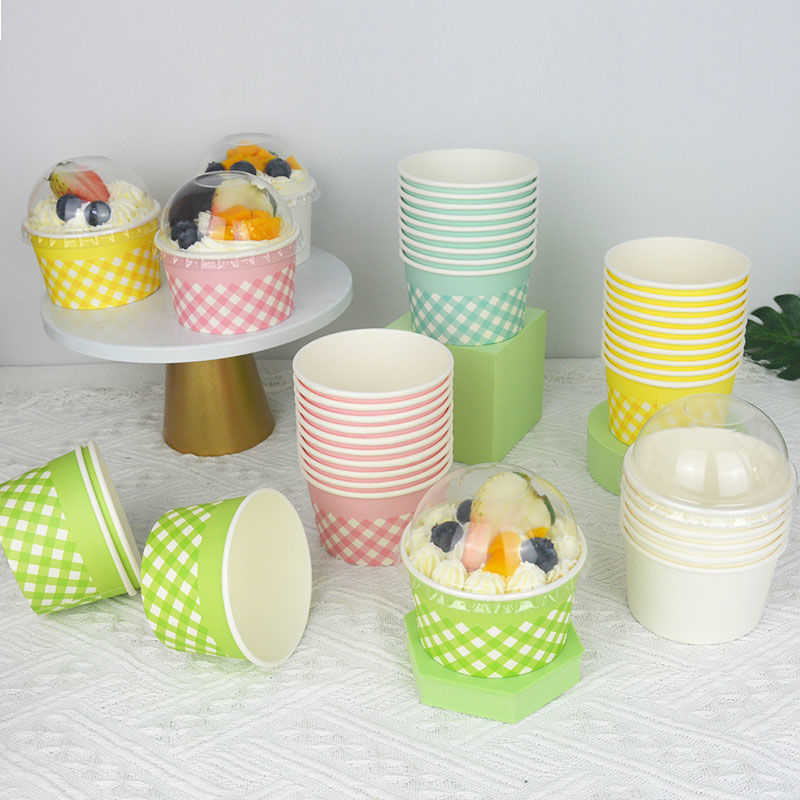 Taza de papel para pastel con cubierta desechable espesación casera puff taza helado postre embalaje tazón resistente a altas temperaturas