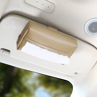 Tissue Box, Hanging Sunroof Storage, Car tissue box/set - milk-tea-color-magnetic-model