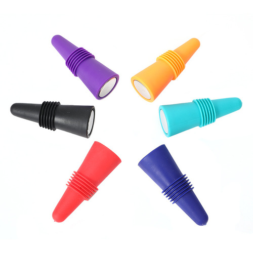 Wholesale Manufacturer Creative Food Silicone Stainless Steel Red Wine Stopper Conical Kitchen Beer Seasoning Bottle Stopper with LOGO Printing