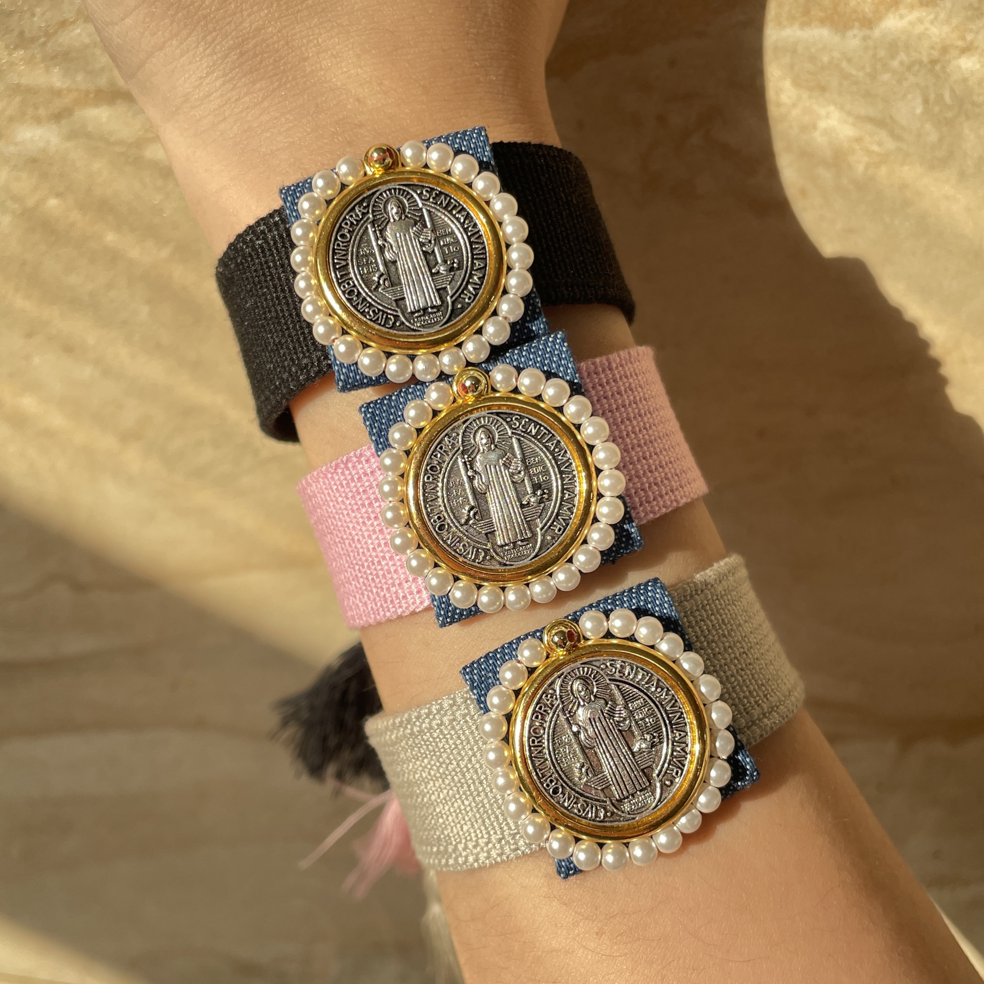Copper Pendant Material Copper Human Round Saint Benedict Bracelets