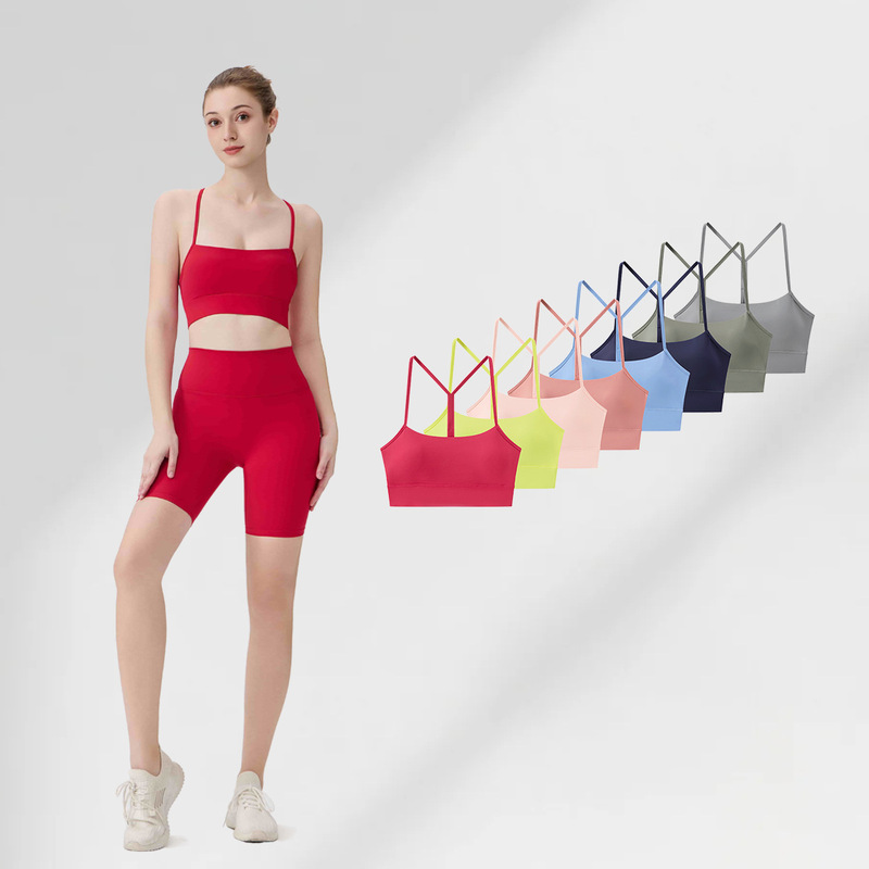 Lu Yoga Wear Y-Shaped Vest American Style New Summer Style with Chest Pad and Integrated Bra Yoga Sports Vest for Women