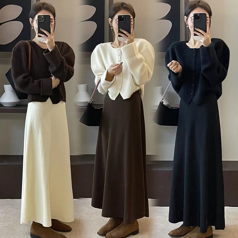 Maternity skirt without belly support, autumn and winter fashion new high-waisted slimming elegant French-style drapey A-line long skirt Maternity skirt without belly support, autumn and winter fashion new high-waisted slimming elegant French-style drapey A-line long skirt
