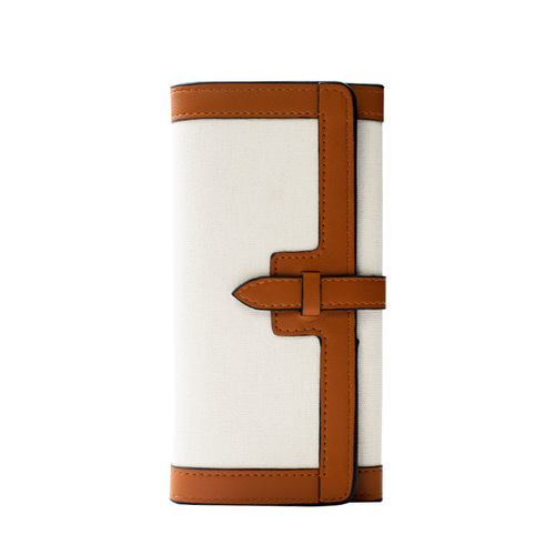  New Women's Long Wallet Solid Color INS Flower Simple Fashion Coin Purse Niche Canvas Retro Wallet