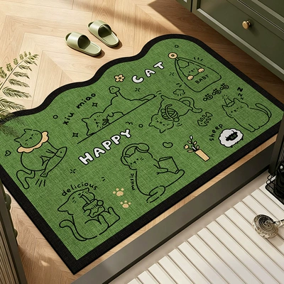 Diatom Mud Floor Mat, Bathroom Water-Absorbent Non-Slip Foot Mat, Cartoon Cute Animal Washbasin Mat, Home Entrance Carpet (Avtomobil döşəmə paspasları) - gzn-traveling-kitten-40x60-cmrecommended-for-bathrooms