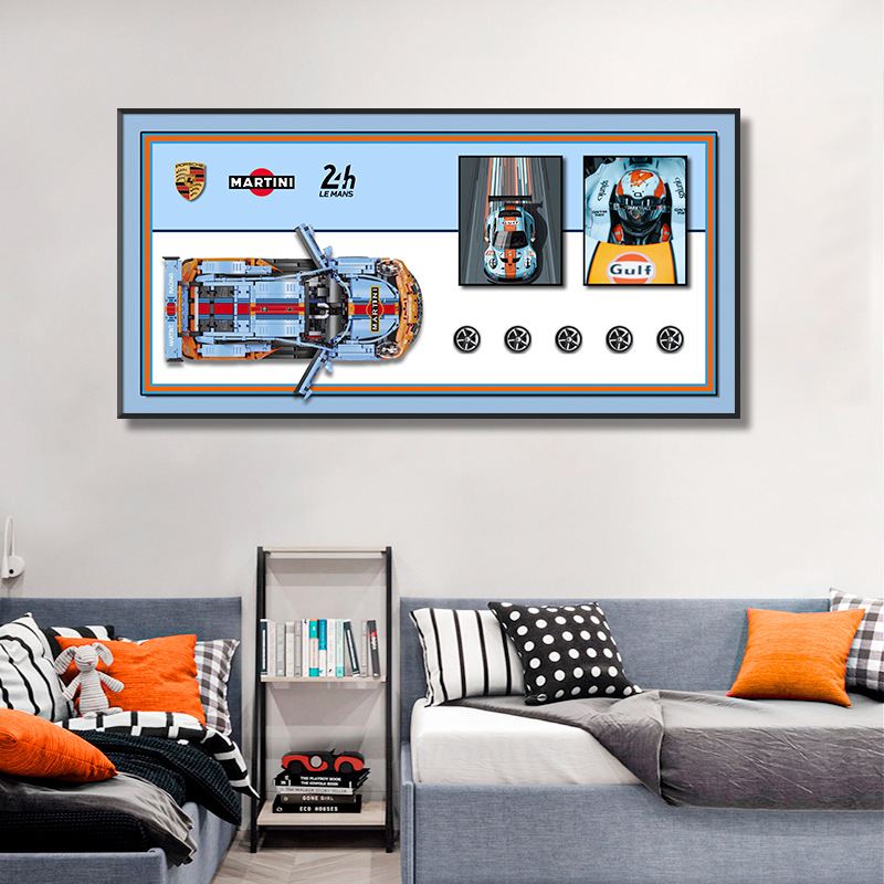 Compatible con bloques de construcción de automóviles Lego, pintura decorativa, marco de fotos en la pared, mural, sala de estar, porche, habitación creativa para niños, objetos tridimensionales