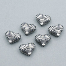 三七银白铜镀久不掉色爱心胖头鱼隔珠吊坠diy手链串珠项链饰品配