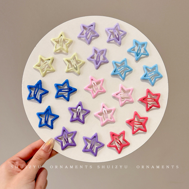 Horquilla de estrella colorida de dopamina, accesorio para el cabello para niños, horquilla con clip de flequillo lateral bonito para niñas, adorno para el cabello con clip BB.