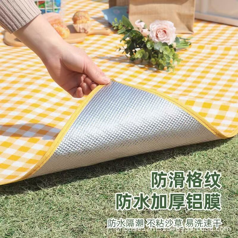 Factory Direct Sales Picnic Mat Three-Layer Thickened Outdoor Camping Tent Floor Mat Spring Outing Cushion Waterproof Lawn Mat