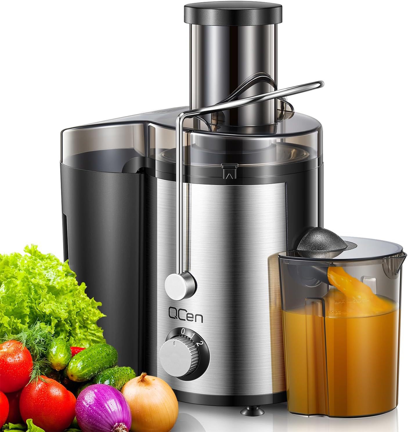 Centrifugal Juicer Machine, 2-Speed, Large Feed Chute, Stainless Steel, Pulp Separation, Easy Clean, For Fresh Fruit & Veggie Juice At Home_voghion.com