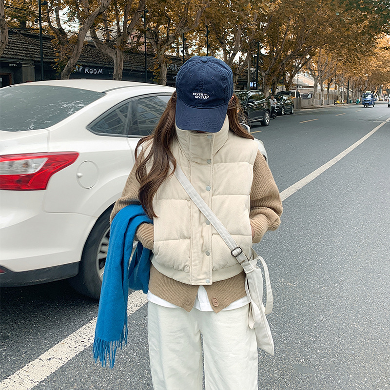 Comercio exterior de lana de pluma de algodón chaleco de mujer otoño y invierno de 2025 nuevo estilo coreano holgado chaleco de hombro de clip de caballo chaqueta