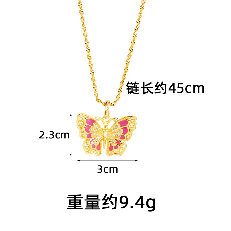 Collar de oro de arena vietnamita, collar de mariposa, anillo de mariposa, conjunto de anillos de mariposa, estilo nacional, joyería de lujo ligera al por mayor.