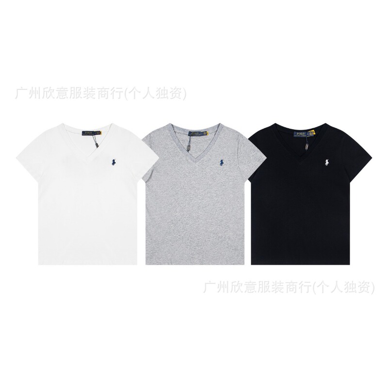 2025 Summer New Lauren in stock LF Embroidered Pony Mark Women's V-neck Short-sleeved T-shirt All-match Casual 2025 Summer New Lauren in stock LF Embroidered Pony Mark Women's V-neck Short-sleeved T-shirt All-match Casual