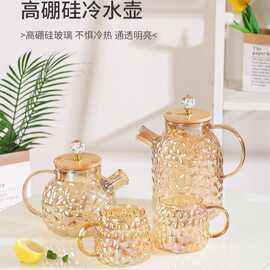 新款高硼硅玻璃冷水壶琥珀色凉水壶兰陵壶家用大容量泡茶壶批发
