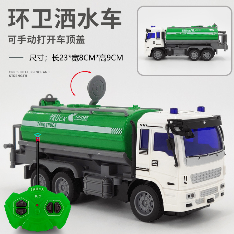 Excavadora de control remoto de 4 vías para niños camión volquete de transporte de ingeniería de juguete Protección contra incendios de 7 vías con un solo clic escalera de rociado de agua rescate