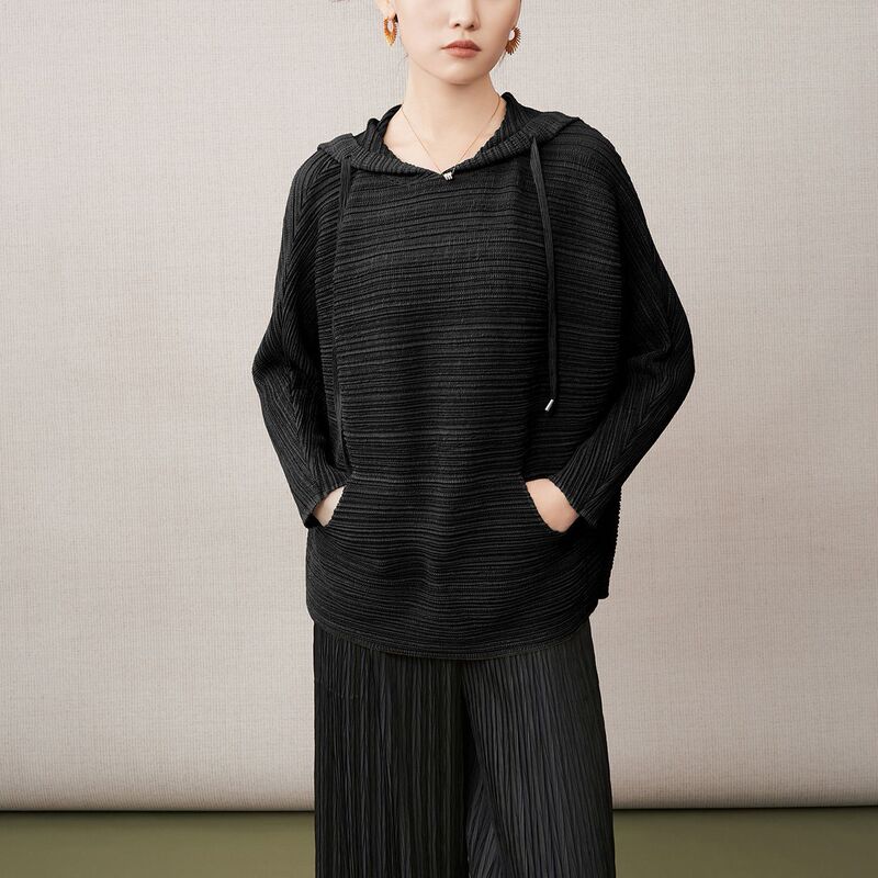 Designed Pleated Sweatshirt Women's Loose Lazy Style Hooded Pullover 2025 New Large Size Women's Trendy Tops Designed Pleated Sweatshirt Women's Loose Lazy Style Hooded Pullover 2025 New Large Size Women's Trendy Tops