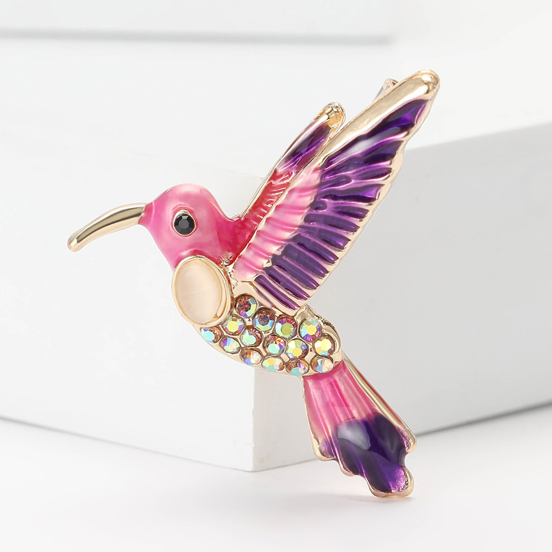 New European and American Creative Alloy Enamel Hummingbird Brooch Exquisite Cartoon Ladies Suit Coat Corsage Jewelry Pin
