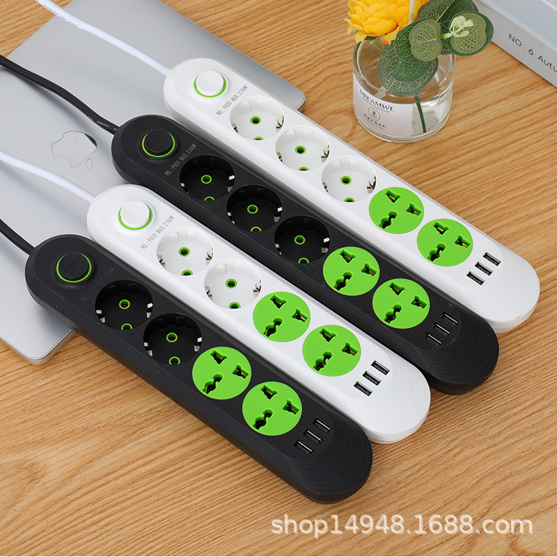 外贸插座F01#U F02#欧孔+3孔万  手机能充电 礼盒 PVC袋子2米线NT