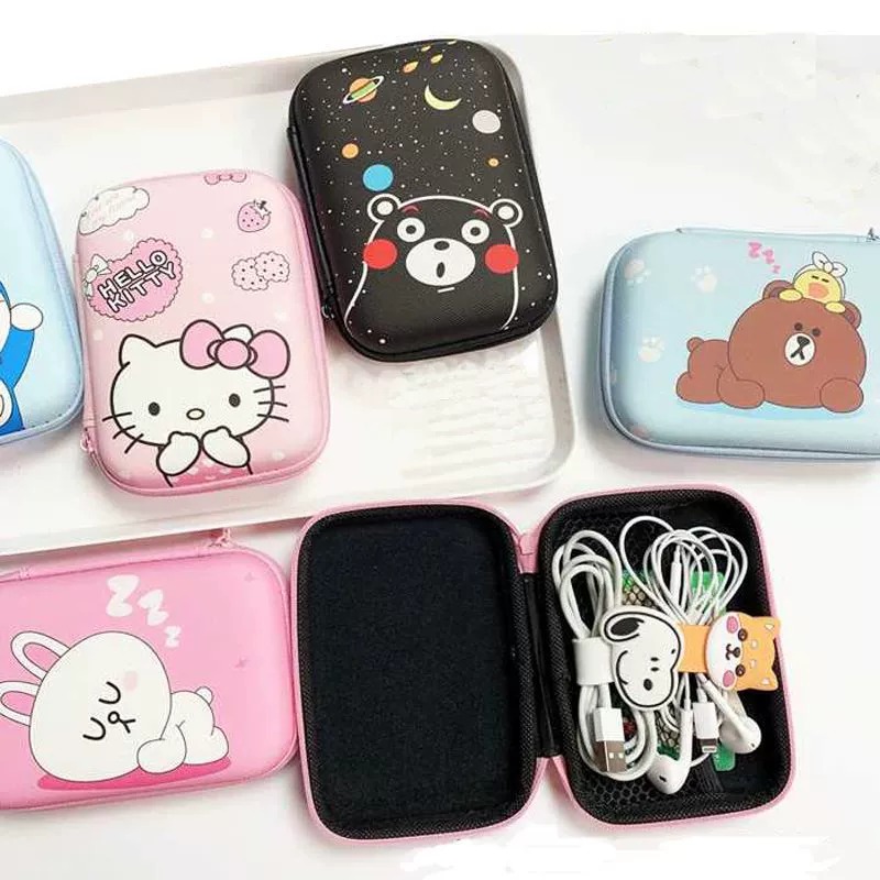 Organizer Storage Bag, Cute Printed Zipper Case, Portable 14×10×3 cm, Phone & Accessories