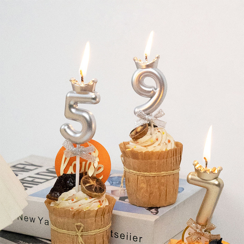 香槟金银色蝴蝶结数字蜡烛蛋糕用蜡烛18岁30岁女神生日派对装饰|undefined
