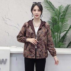 一件代发2025秋季新品时尚休闲宽松显瘦气质百搭连帽印花开衫外套