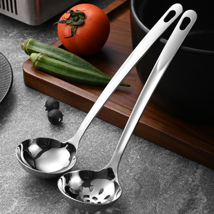 Factory direct hotel household kitchen utensils 304 stainless steel hot pot Spoon soup spoon Colander thickened long handle heat insulation