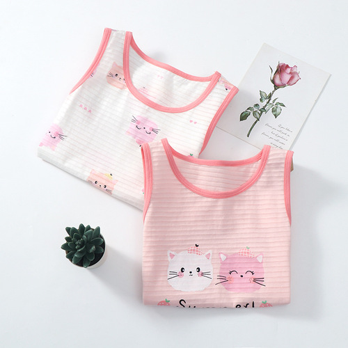 Children's sundress summer thin breathable bamboo cotton girl baby girl sundress vest nightgown new style