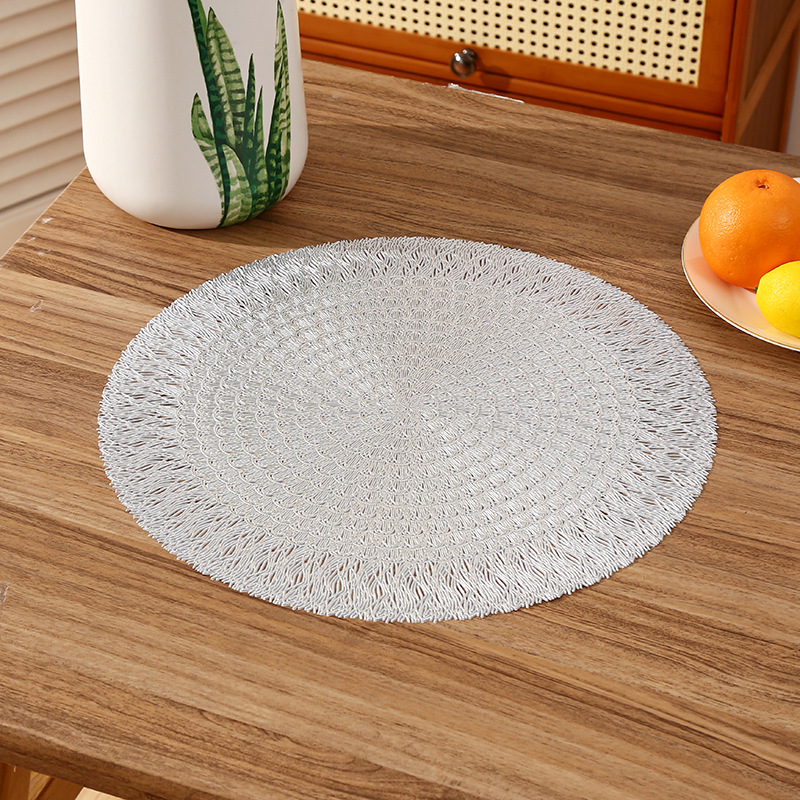 Mantel de PVC redondo de Amazon transfronterizo almohadilla de aislamiento térmico de café creativo Almohadilla impermeable de aislamiento térmico de restaurante de lujo ligero de alta calidad