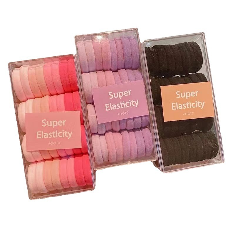 Banda de goma de lazo de pelo al por mayor en caja niñas alta Cola de Caballo cuerda de pelo banda de goma versátil nuevo color Banda de pelo cuerda de pelo