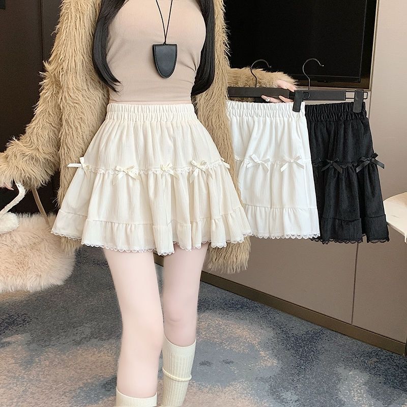 Sweet Velvet Lace High Waist Skirt Autumn and Winter 2025 New Fluffy Cake Skirt Skirt