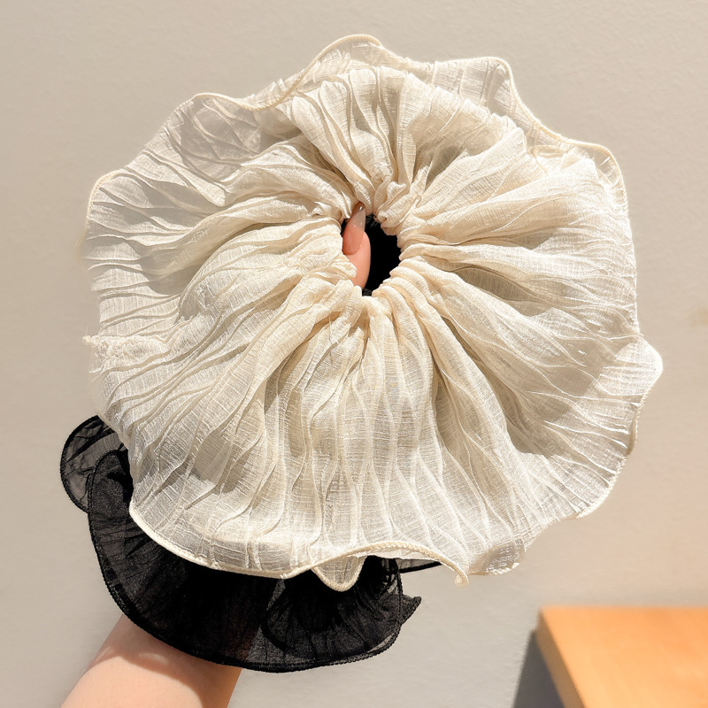 Primavera y verano coreanos plegado anillo de cabello colostal de alto nivel cuerda de cabello flor de cabello versátil simple cuerda de cabello colostal de cerdo