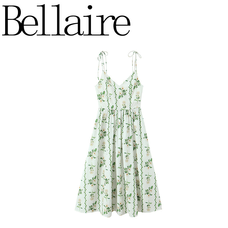 Za Foreign Trade Wholesale European and American Style French Women's Fashion Floral Beach Vacation Flared Strap Dress 13326