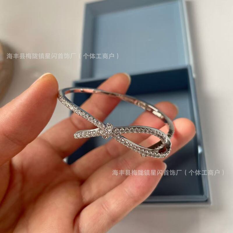HEFANG He Ribbon Bracelet Light Luxury Design Stacked Band Open Bow Bracelet Women's Advanced Seiko Bracelet