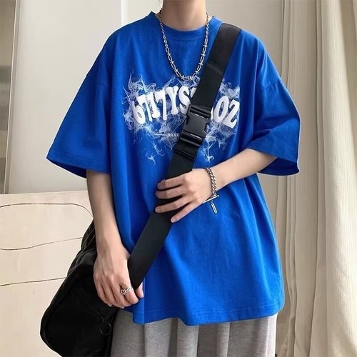 Men's Summer Short Sleeve T-Shirt, Ins Trendy Brand, American Street Style, Loose Fit, Versatile Half Sleeve, Korean Style Casual T-Shirt