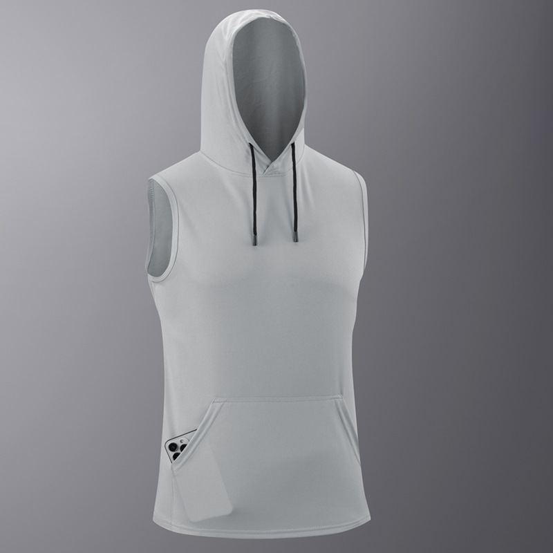 Cross-Border European Size Sports Hooded Vest T-Shirt 2026 Summer New Style Ice Silk Breathable Sleeveless Top for Running and Fitness Cross-Border European Size Sports Hooded Vest T-Shirt 2026 Summer New Style Ice Silk Breathable Sleeveless Top for Running and Fitness