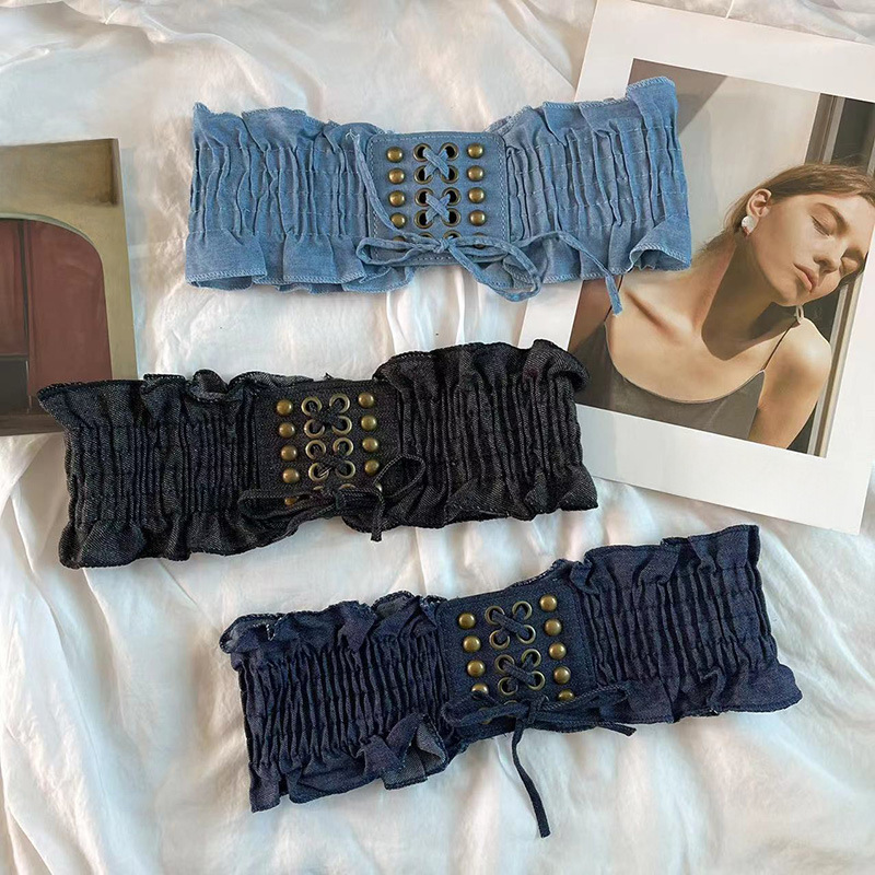 Denim elastic waist belt