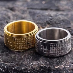 チタン鋼万文字般若心経転送リングメンズボディ保護仏ステンレス鋼人差し指リングジュエリー