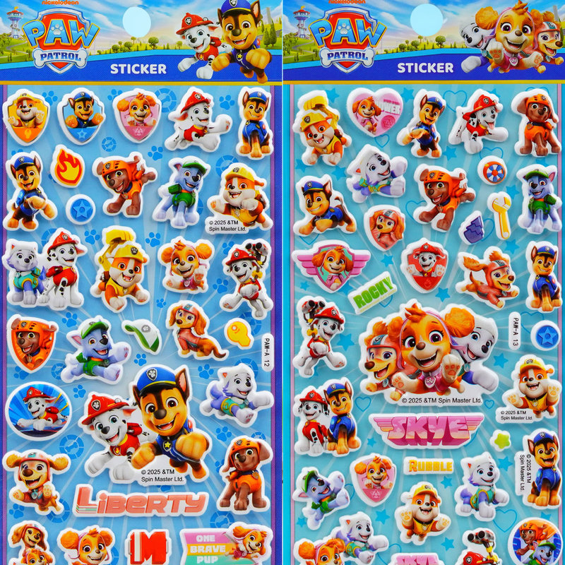 Paw Patrol Bubble Stickers Children's 3D Cartoon Stickers for Boys and Girls Educational Waterproof Kindergarten Reward Stickers