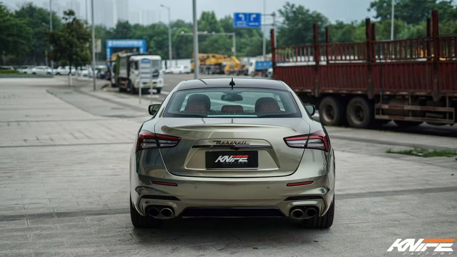 Maserati Ghibli Modified with Trofeo New Front Face Kit, Led Headlights, Tail Light Assembly, and Body Surround