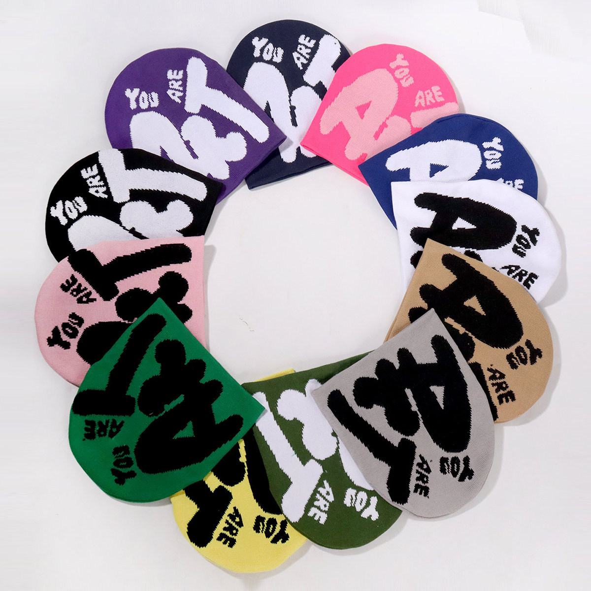 Unisex Multi-color design with casual ART letters single-sided outdoor street trend warmth_voghion.com