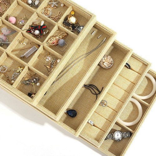 Jewelry display tray linen jewelry necklace box ring earrings earrings bracelet jewelry tray lattice box stall