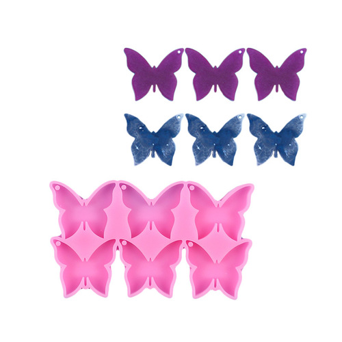 Large and small round earrings, earrings, pendants, silicone molds, butterfly handmade DIY resin mold jewelry, love cross-border hairpins