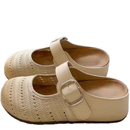 2026 verano nuevas sandalias agujeradas un pedazo de zapatillas frescas Bocken con una base gruesa aumentando la altura de la cabeza de la mitad de zapatillas para mujeres image 5