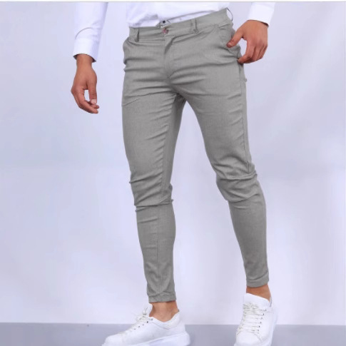 2025 European and American Spring and Autumn Men's Solid Color Dress Pants Business Casual Slim-fit Formal Suit Pants Popular Style